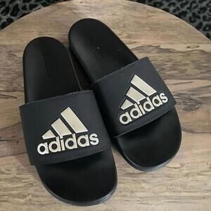 Adidas‎ Women's Adilette Shower Slides Black White Size 9